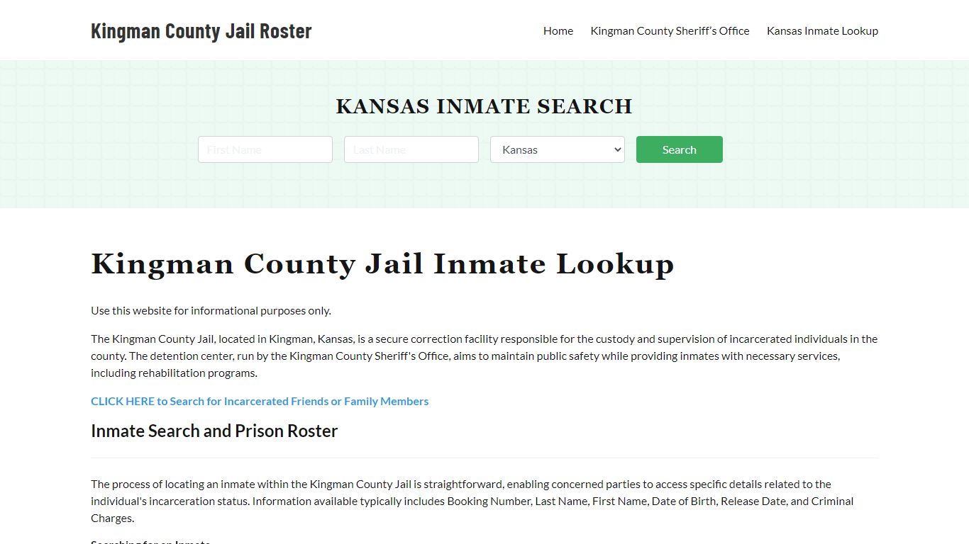 Kingman County Jail Roster Lookup, KS, Inmate Search